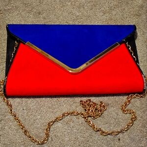 Vintage 80s Aldo suede color block clutch